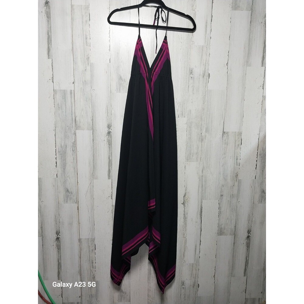 Old Navy Babydoll Midi Dress Womens XS Black Halter Fairy Hanky Hem Flowy